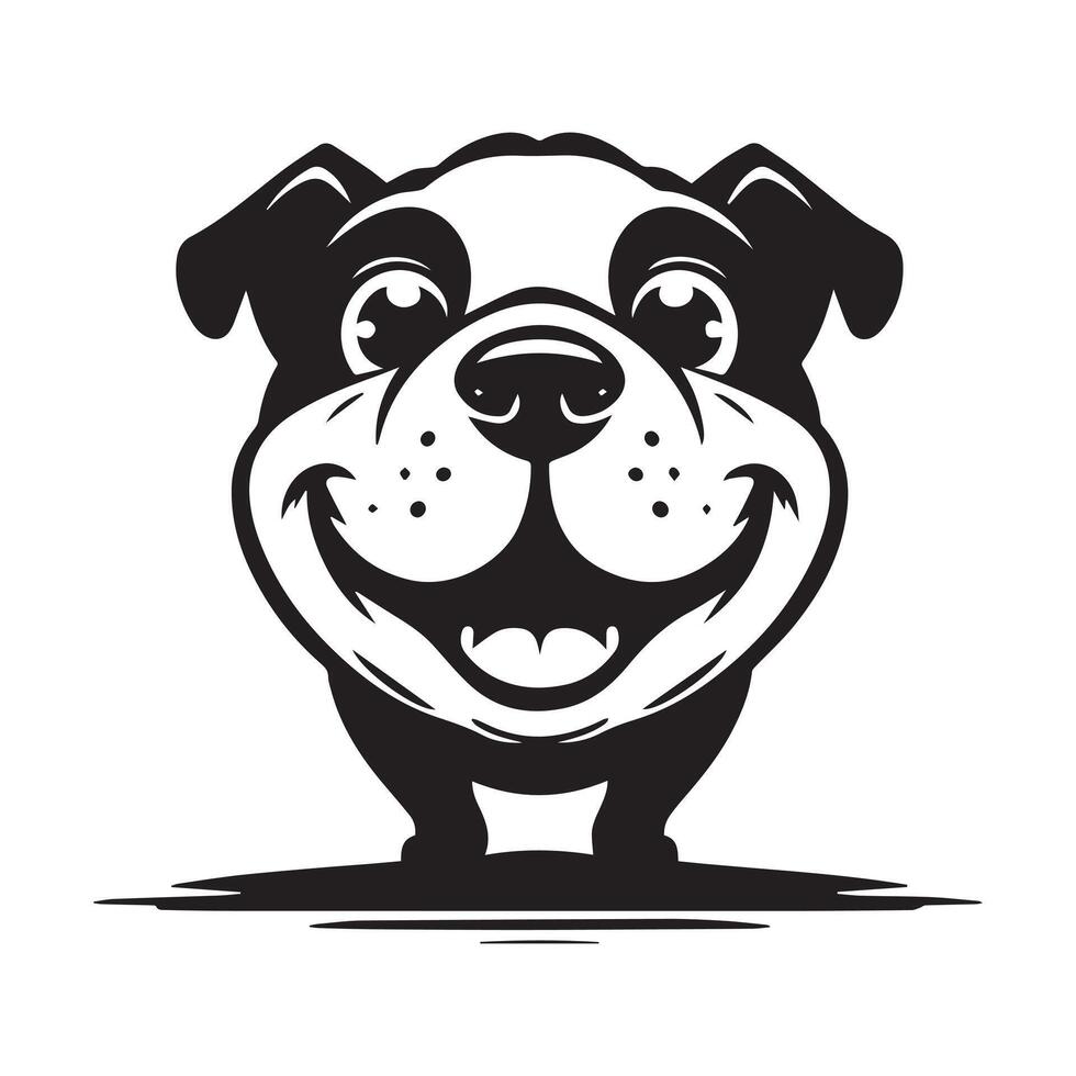 A Defensive Bulldog face illustrated in black and white vector