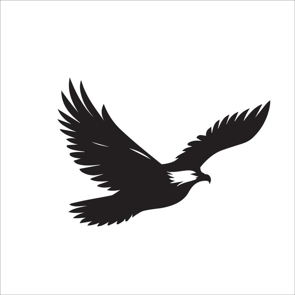 black and white An eagle soaring high illustration vector