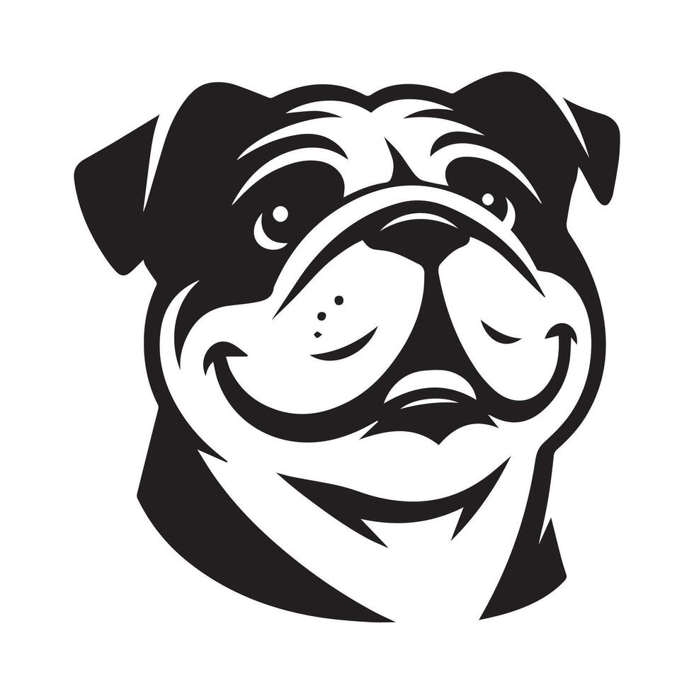 Bulldog Logo - A Gracious Bulldog Face illustration in black and white vector