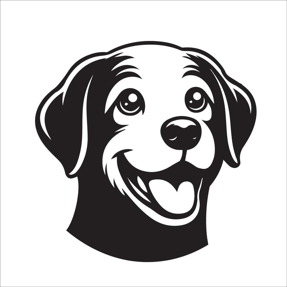 Labrador Face Art - illustration of A joyful Labrador Retriever face in black and white vector
