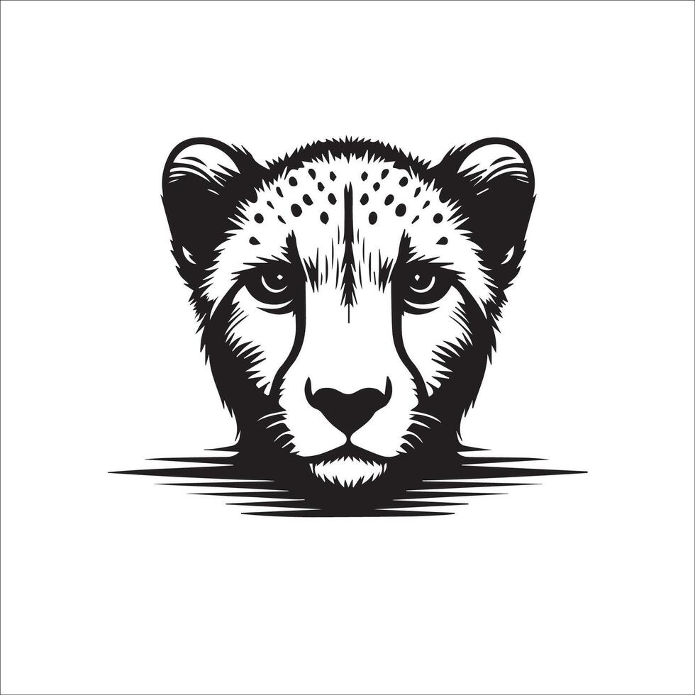 leopardo cara Arte - ilustración de un leopardo en negro y blanco vector