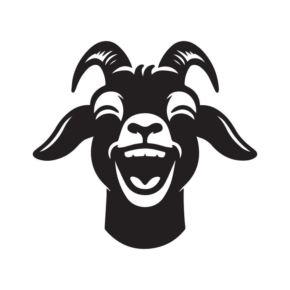 Goat - A laughing goat face illustration on a white background vector