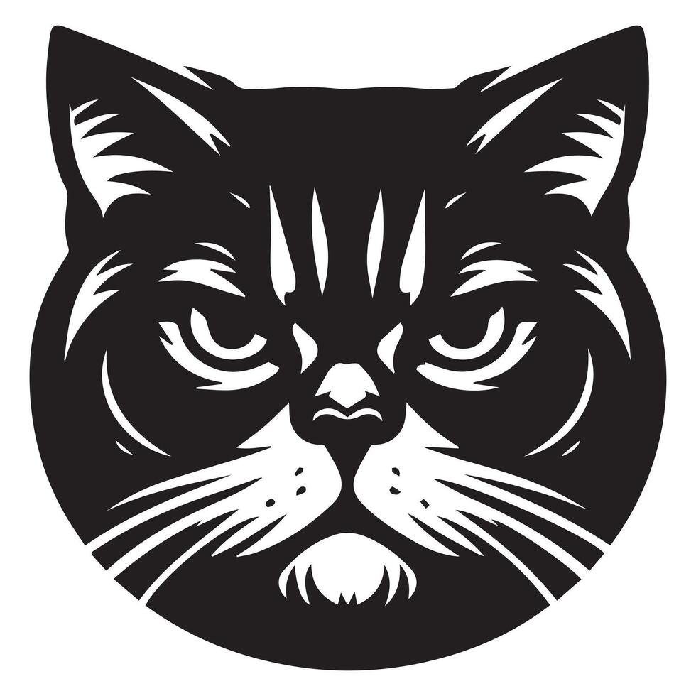 gato silueta - intimidante americano cabello corto gato cara ilustración vector