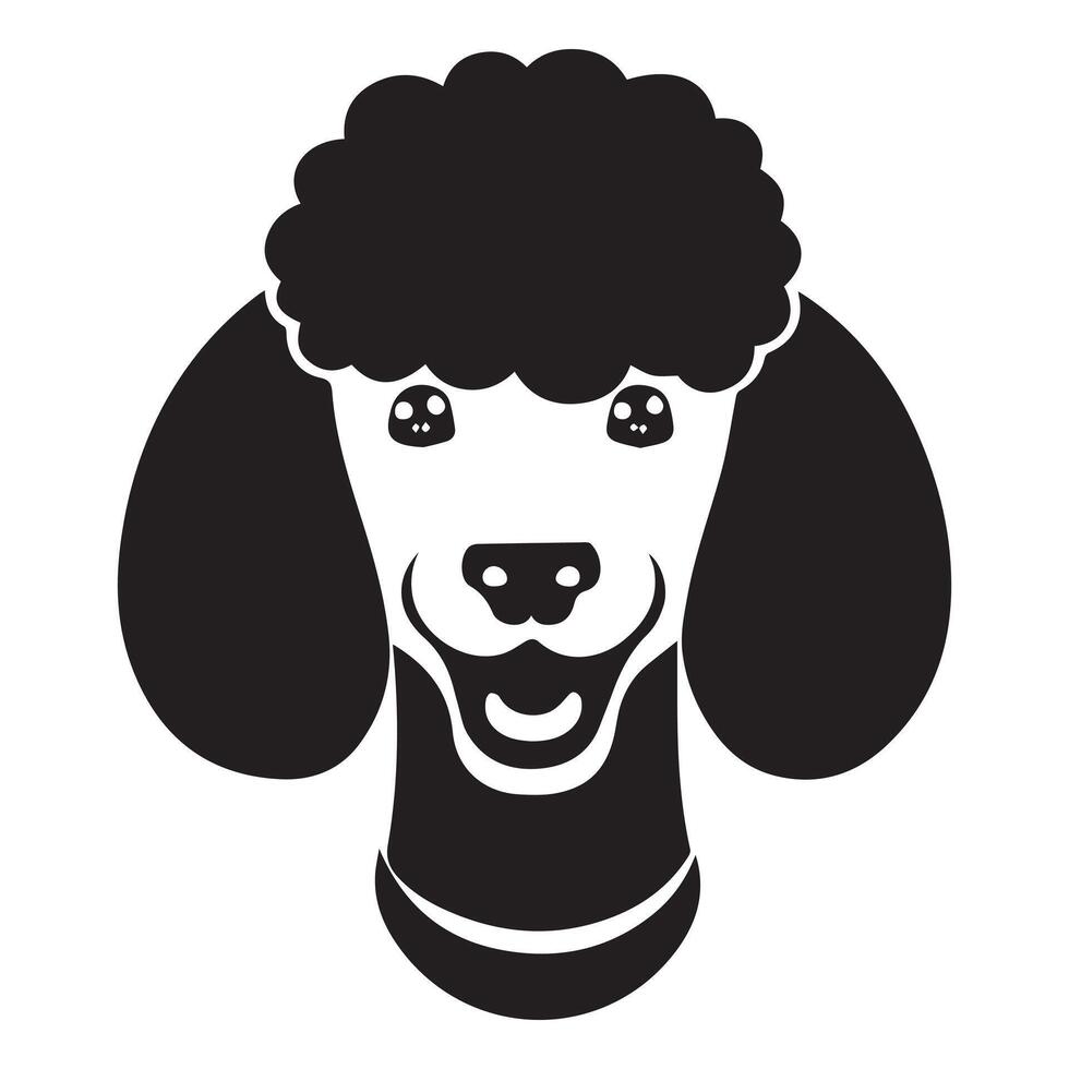 caniche perro - un contento caniche perro cara ilustración en negro y blanco vector