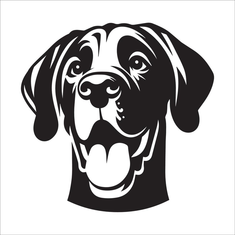 Great Dane Dog - A Great Dane Cheerful face illustration in black and white vector