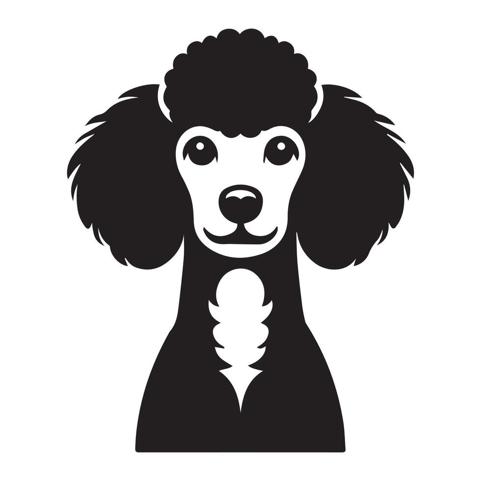 caniche perro logo - un curioso caniche perro cara ilustración en negro y blanco vector