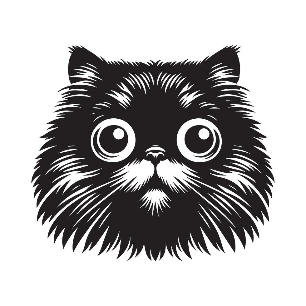 Cat Clipart - Persian cat with wide eyes illustration on a white background vector