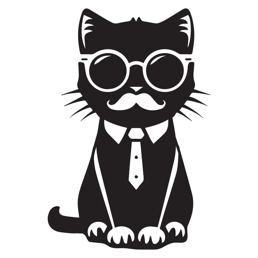 Cat Clipart - cute hipster cat illustration on a white background vector