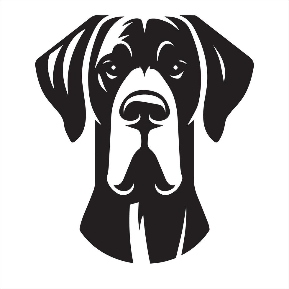 Great Dane Dog - A Great Dane serious face illustration in black and white vector