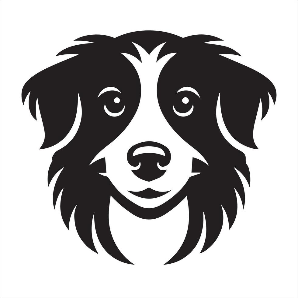 Australian Shepherd Dog - An Australian Shepherd Dog Loving face illustration in black and white vector
