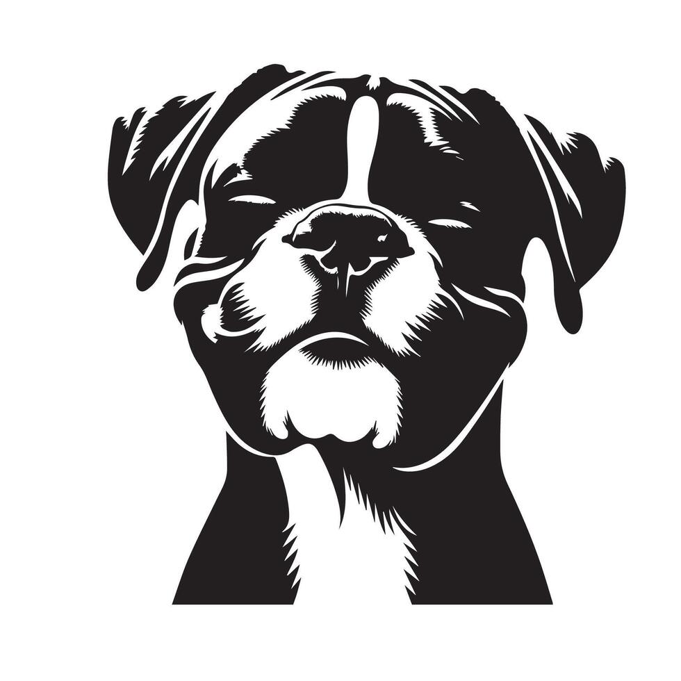 Boxer Dog - A Boxer Dog Content face illustration in black and white vector
