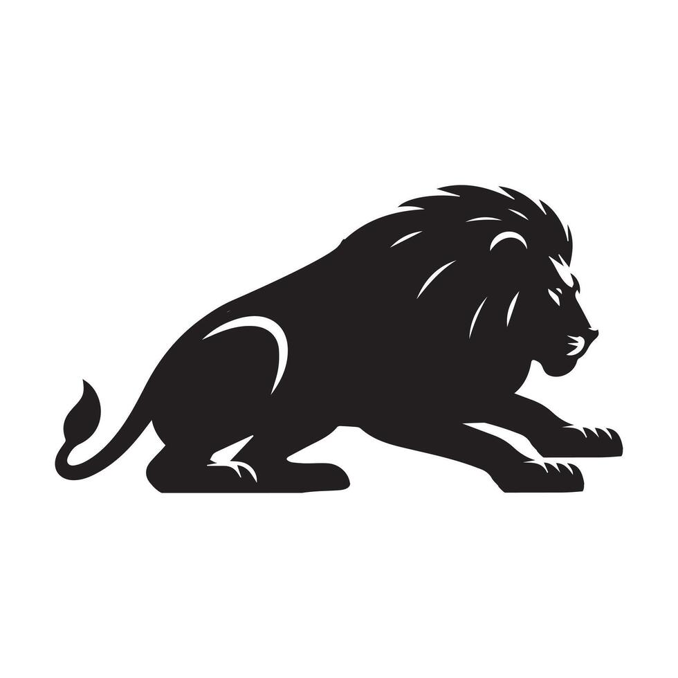 Lion silhouette - hunting lion illustration on a white background vector