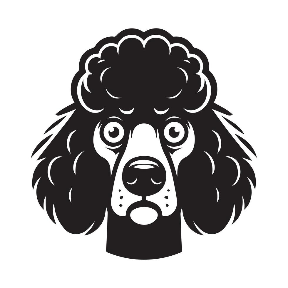 caniche perro logo - un ansioso caniche perro cara ilustración en negro y blanco vector