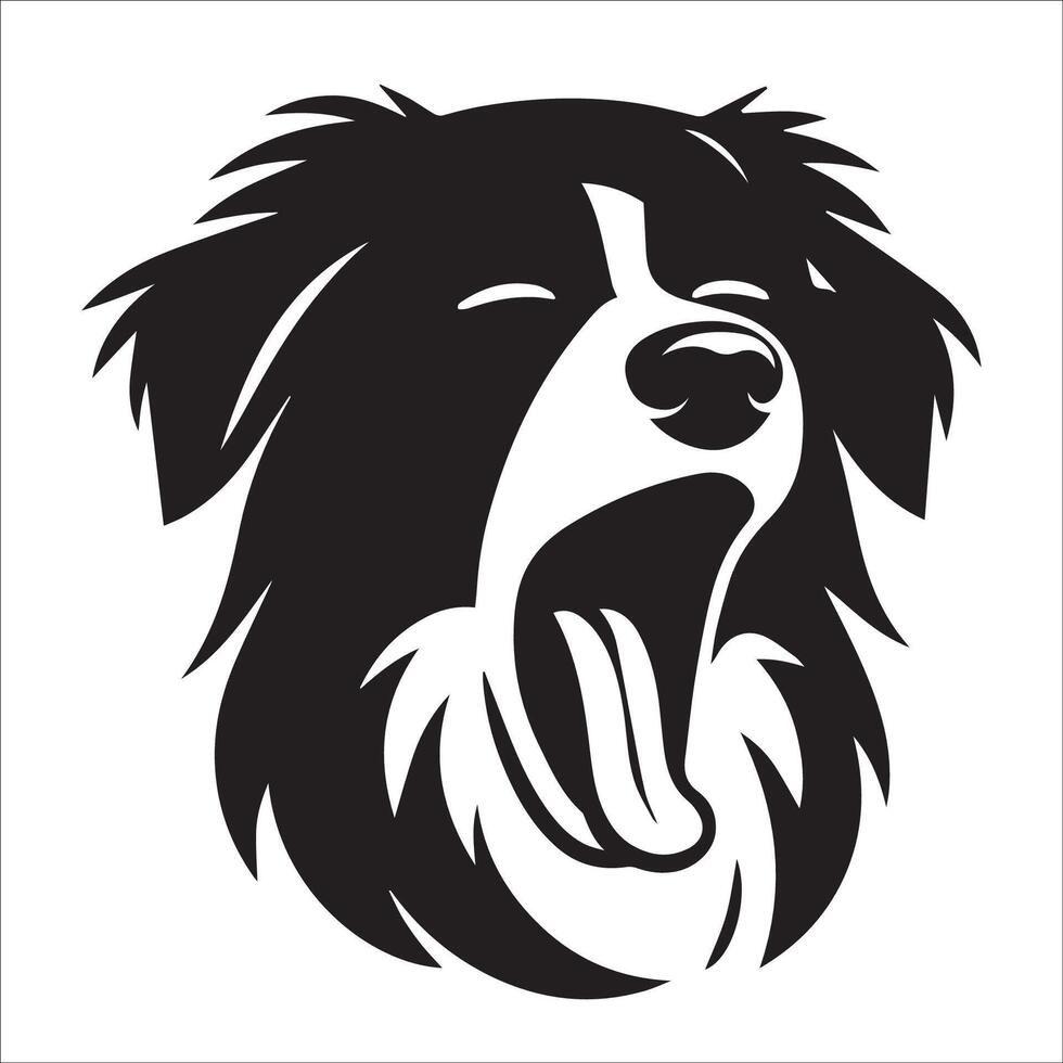 Australian Shepherd Dog - An Australian Shepherd Dog Sleepy face illustration in black and white vector