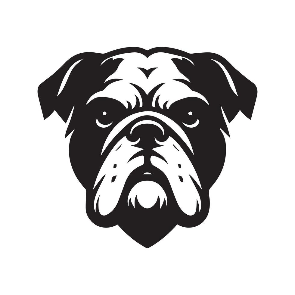 Dog silhouette A Resolute Bulldog face illustration on a white