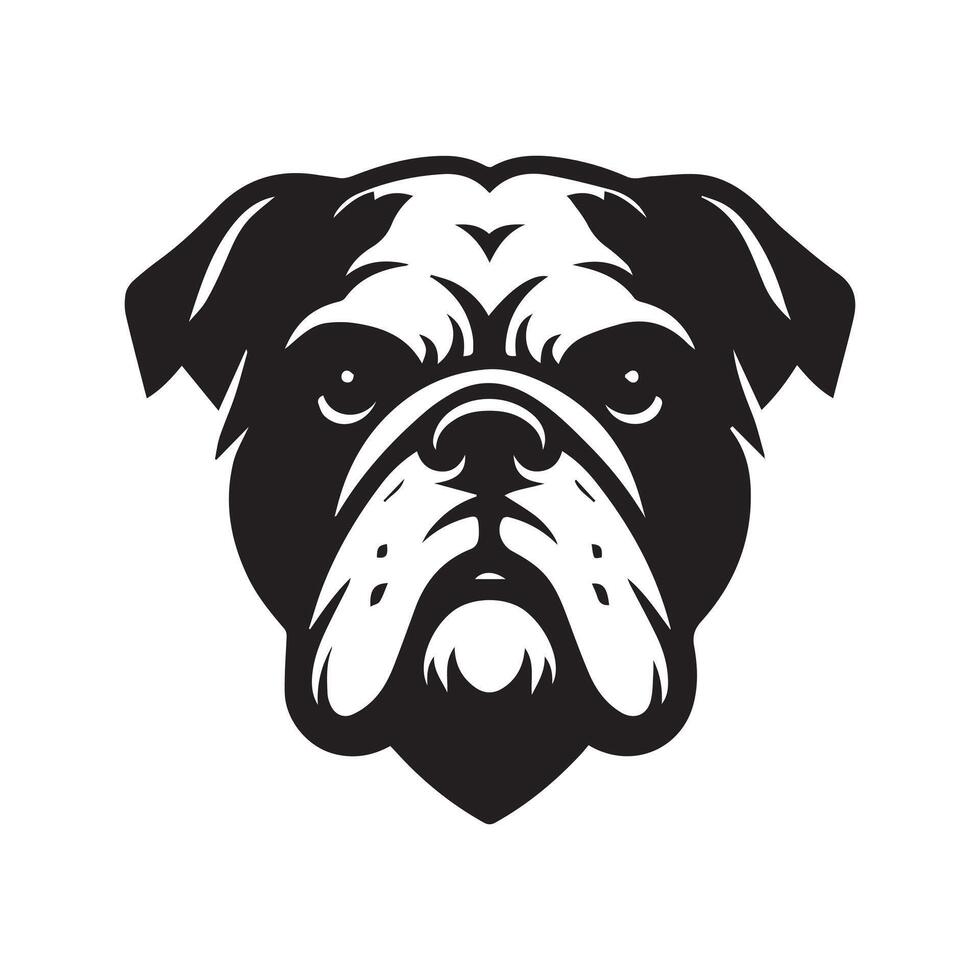 Dog silhouette - A Resolute Bulldog face illustration on a white background vector