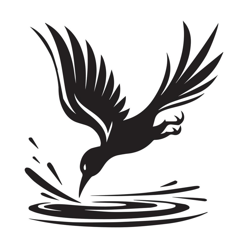 black and white bird feeding illustration vector