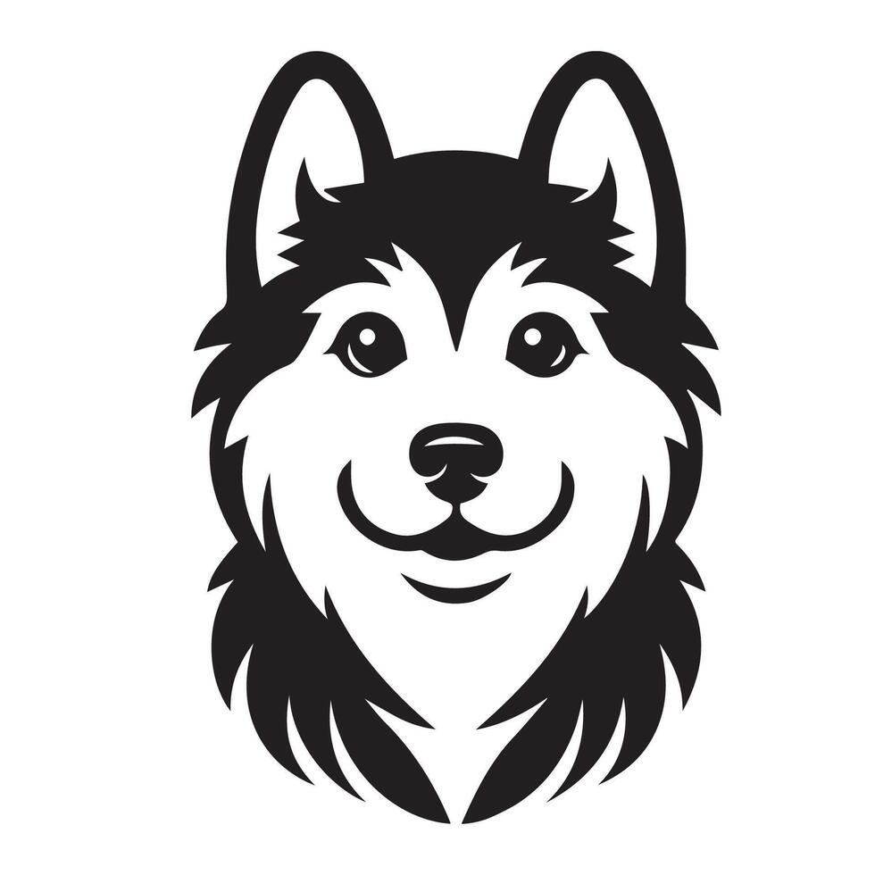 Dog - A Siberian Husky Dog Loving face illustration in black and white vector