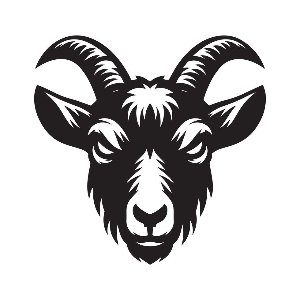 Goat Head - An angry goat face with a horn illustration vector