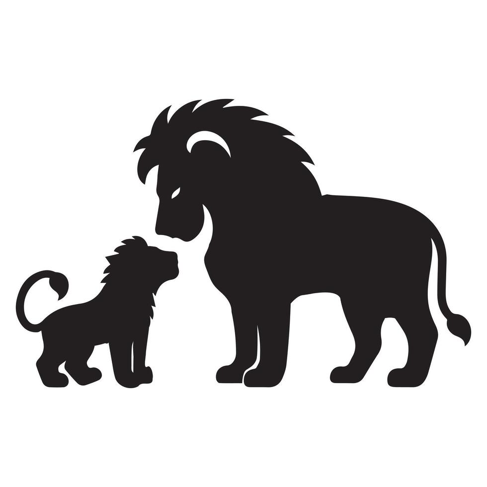 Lion silhouette - a lion family illustration on a white background vector