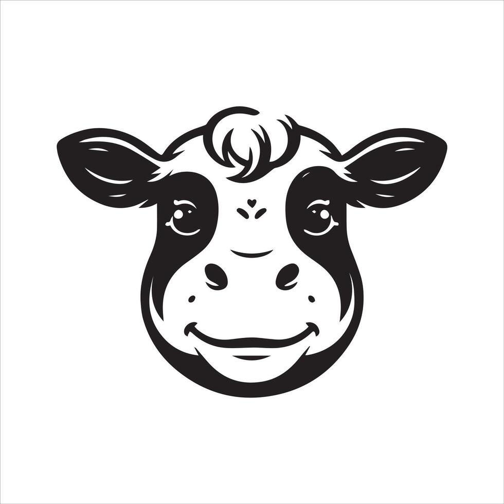 Black and white a reassuring cow face illustration vector