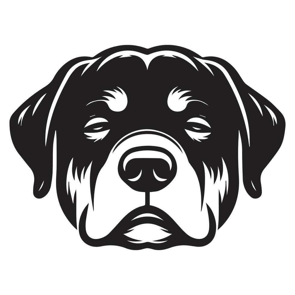 Rottweiler Dog Logo - A Sleepy Rottweiler Dog face illustration in black and white vector