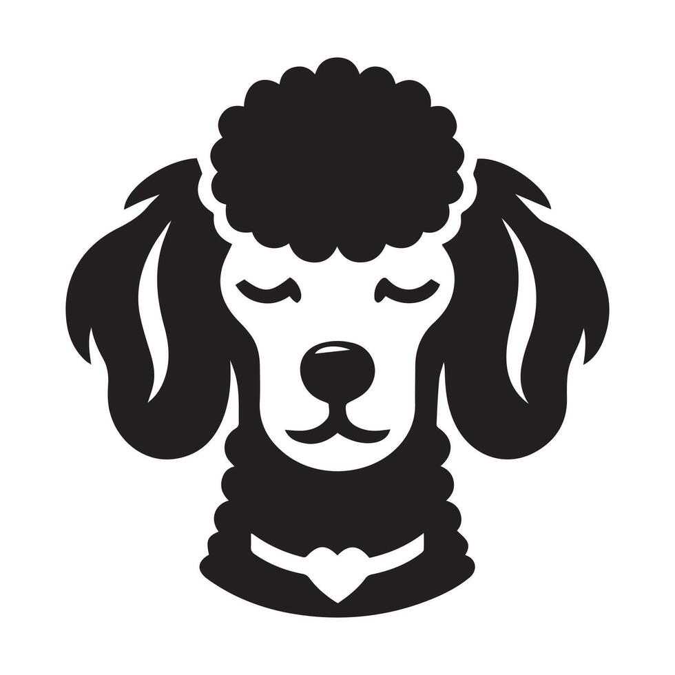 Poodle Dog Logo - A Sleepy Poodle Dog face illustration in black and white vector
