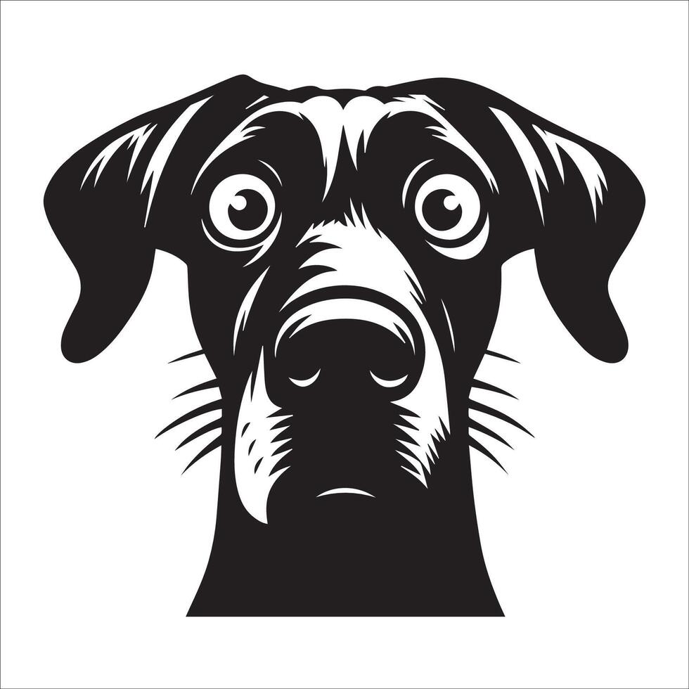 Great Dane Dog - A Great Dane Anxious face illustration in black and white vector