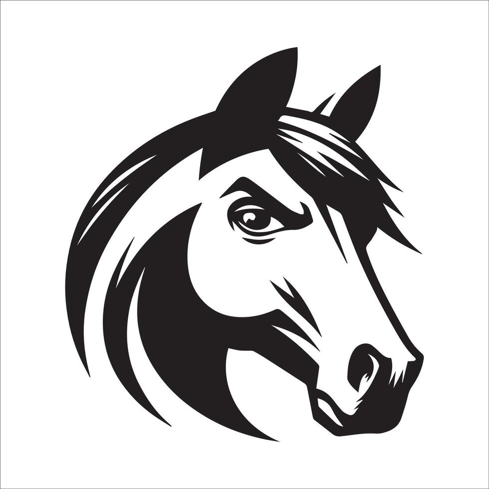 Horse Face Logo - Suspicious horse face illustration on a white background vector