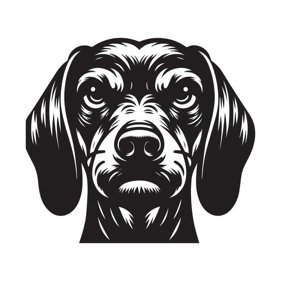 Dachshund Dog - A Dachshund Dog Angry face illustration in black and white vector