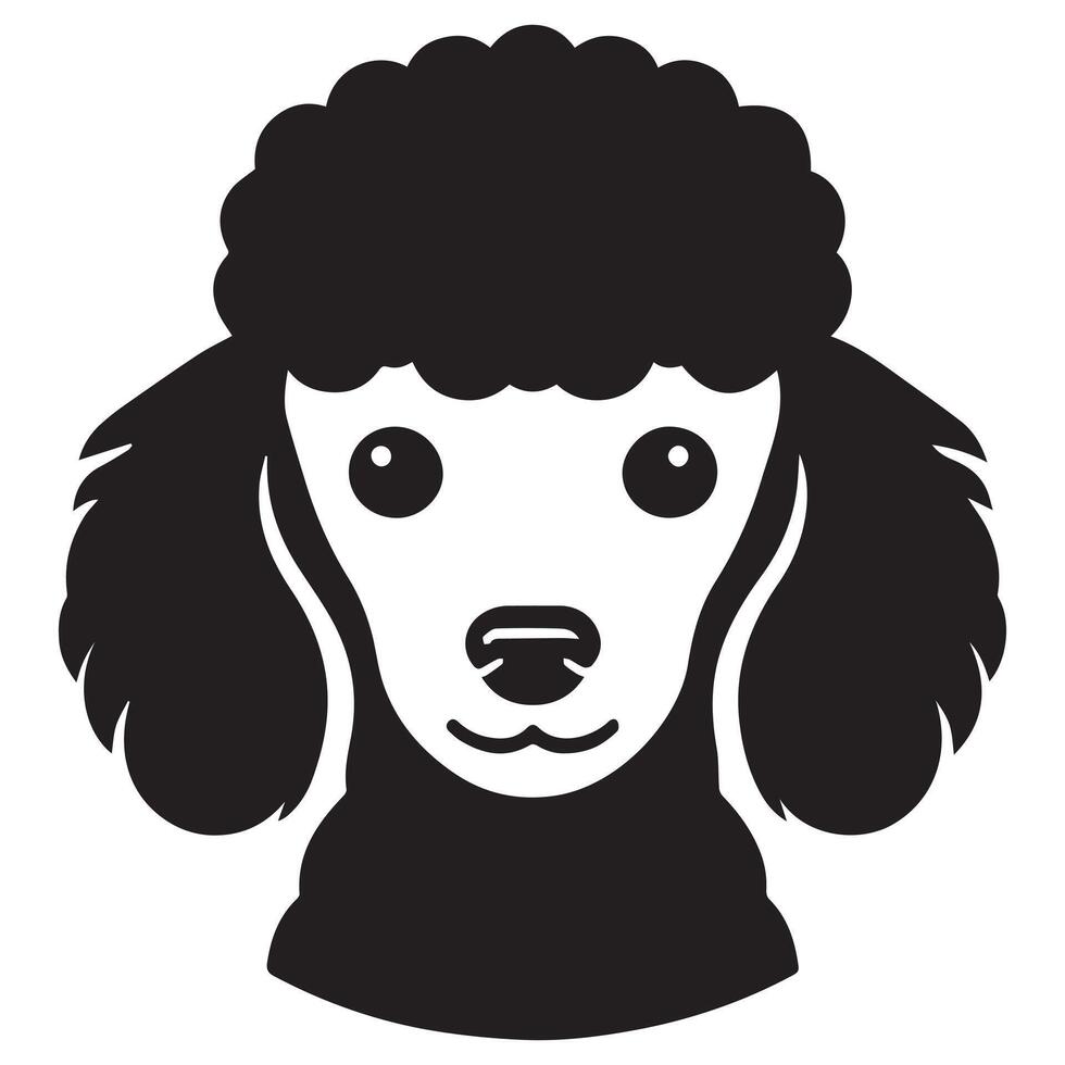 caniche perro - un amoroso caniche perro cara ilustración en negro y blanco vector