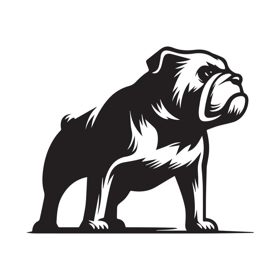 illustration of A whimsical Bulldog in black and white vector