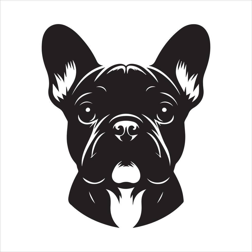 Dog silhouette - A Adoring French Bulldog face illustration on a white background vector