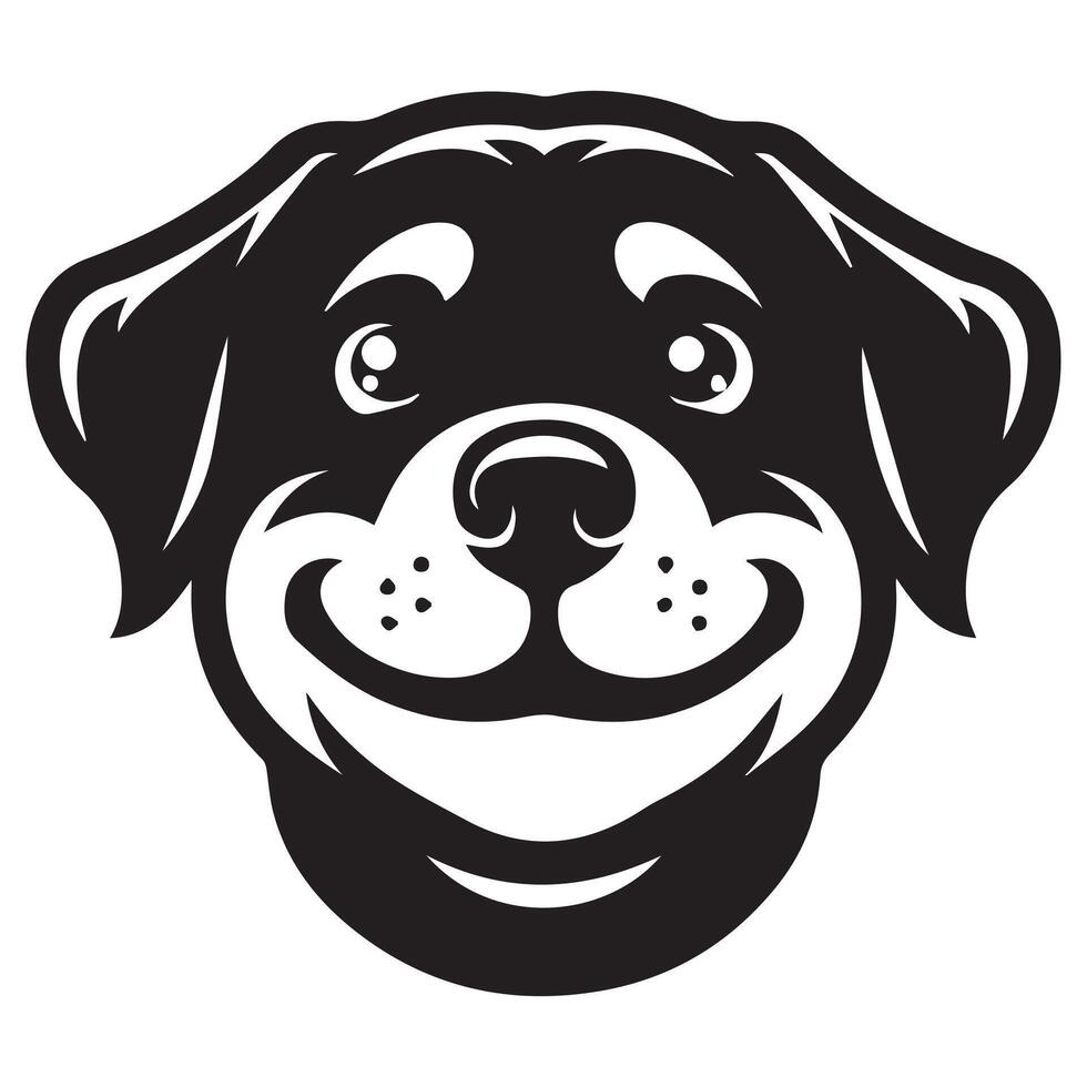 Rottweiler Dog - An amused Rottweiler Dog face illustration in black and white vector