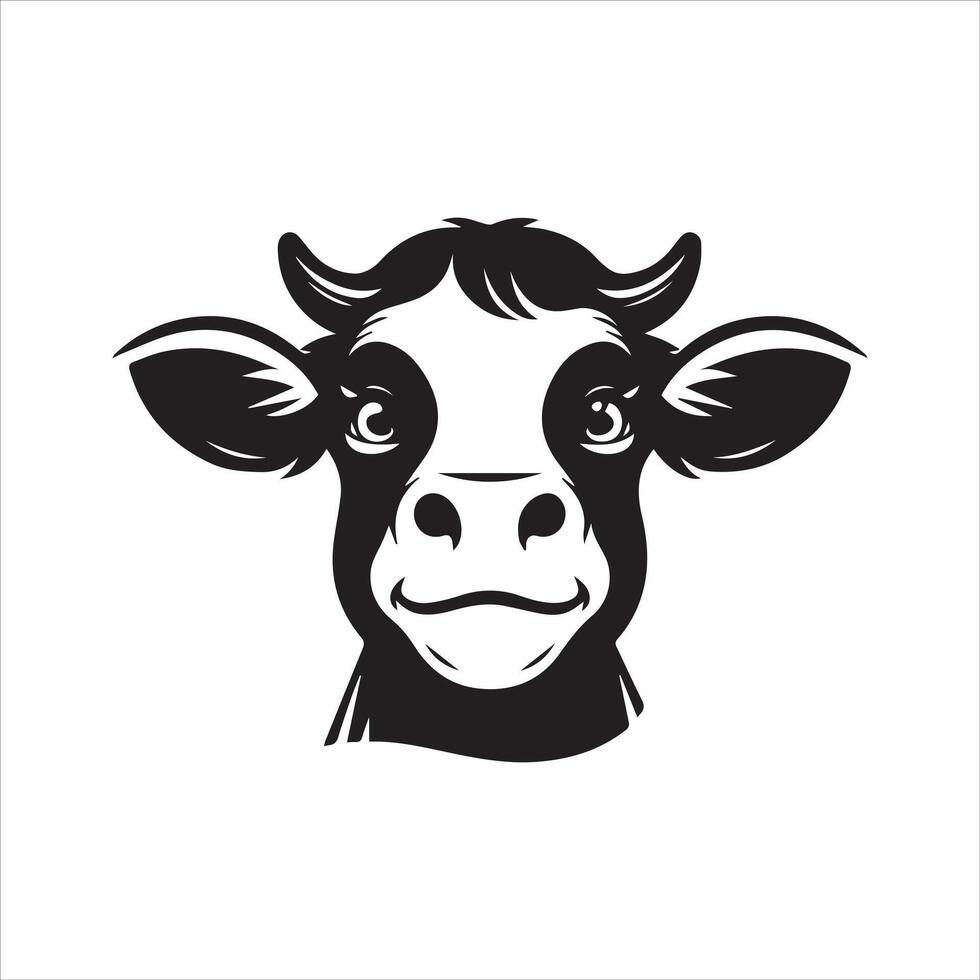 A loving cow with warm illustration in black and white vector