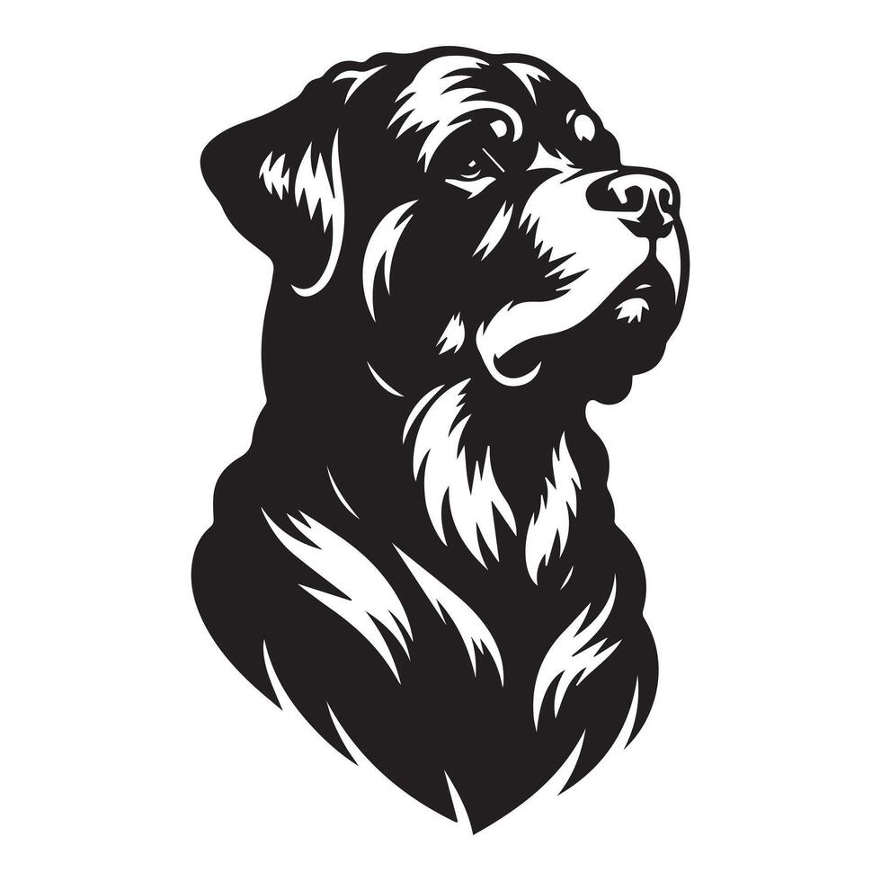 Rottweiler perro logo - un real Rottweiler perro cara ilustración en negro y blanco vector