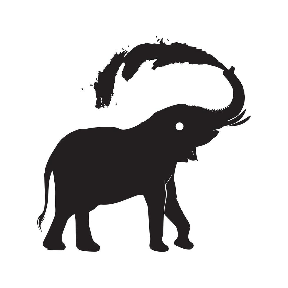 elefante silueta - un hermosa elefante lanzando polvo ilustración en un blanco antecedentes vector