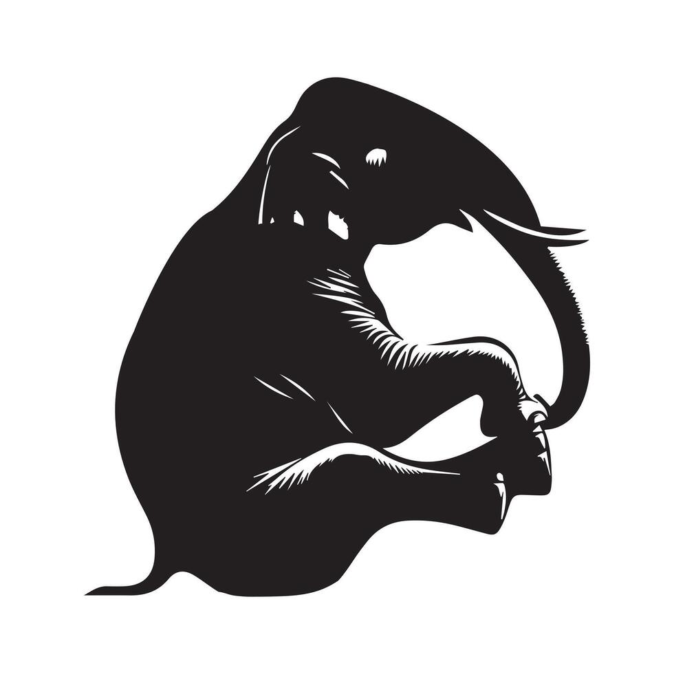 Elephant silhouette - a sitting elephant illustration on a white background vector