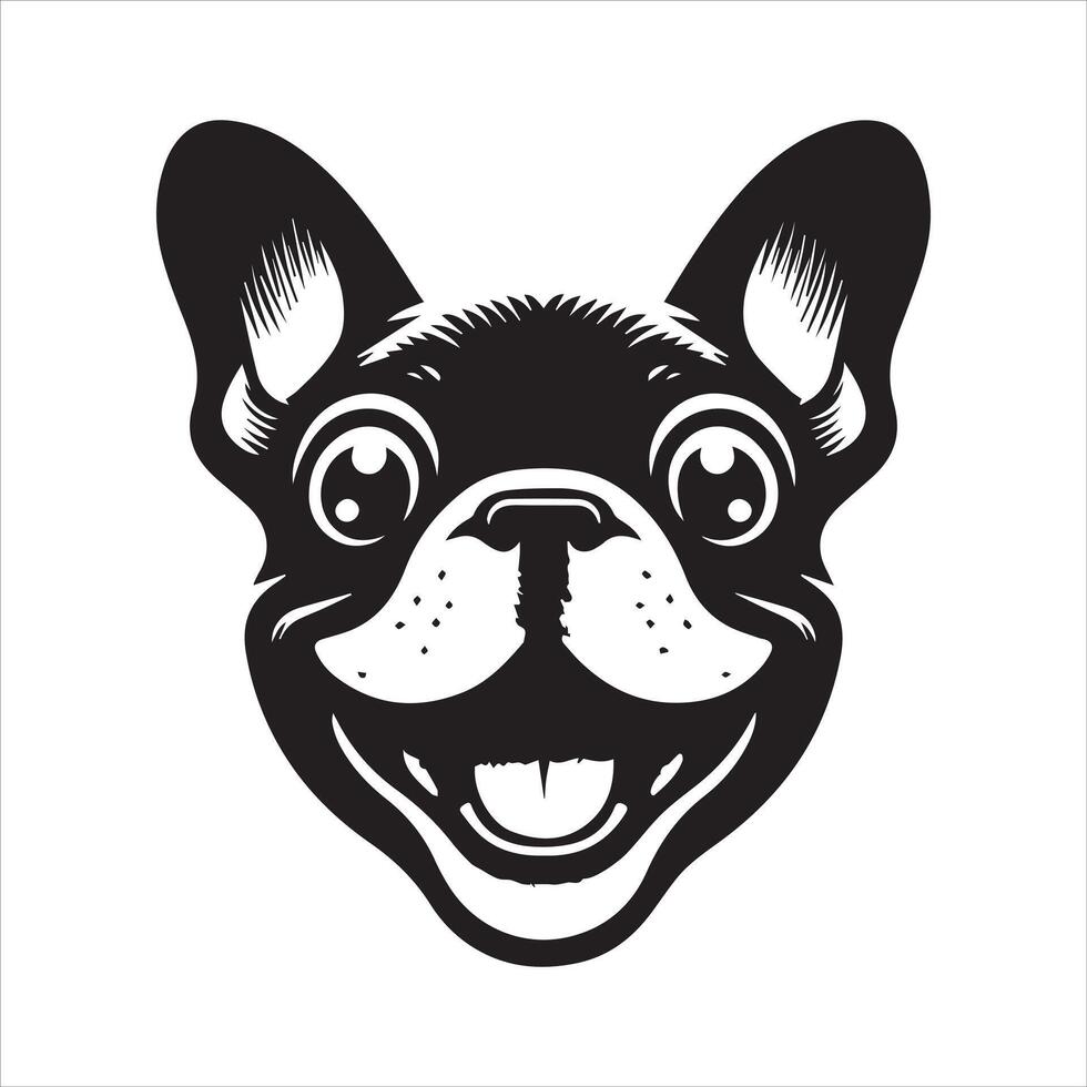 Dog silhouette - A Enthusiastic French Bulldog face illustration on a white background vector