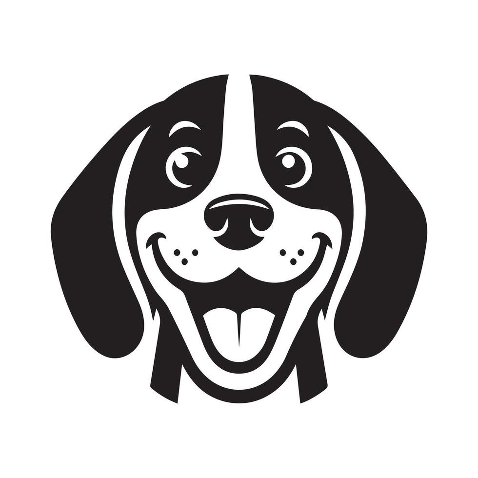 Beagle Dog - A Cheerful Beagle Dog face illustration in black and white vector