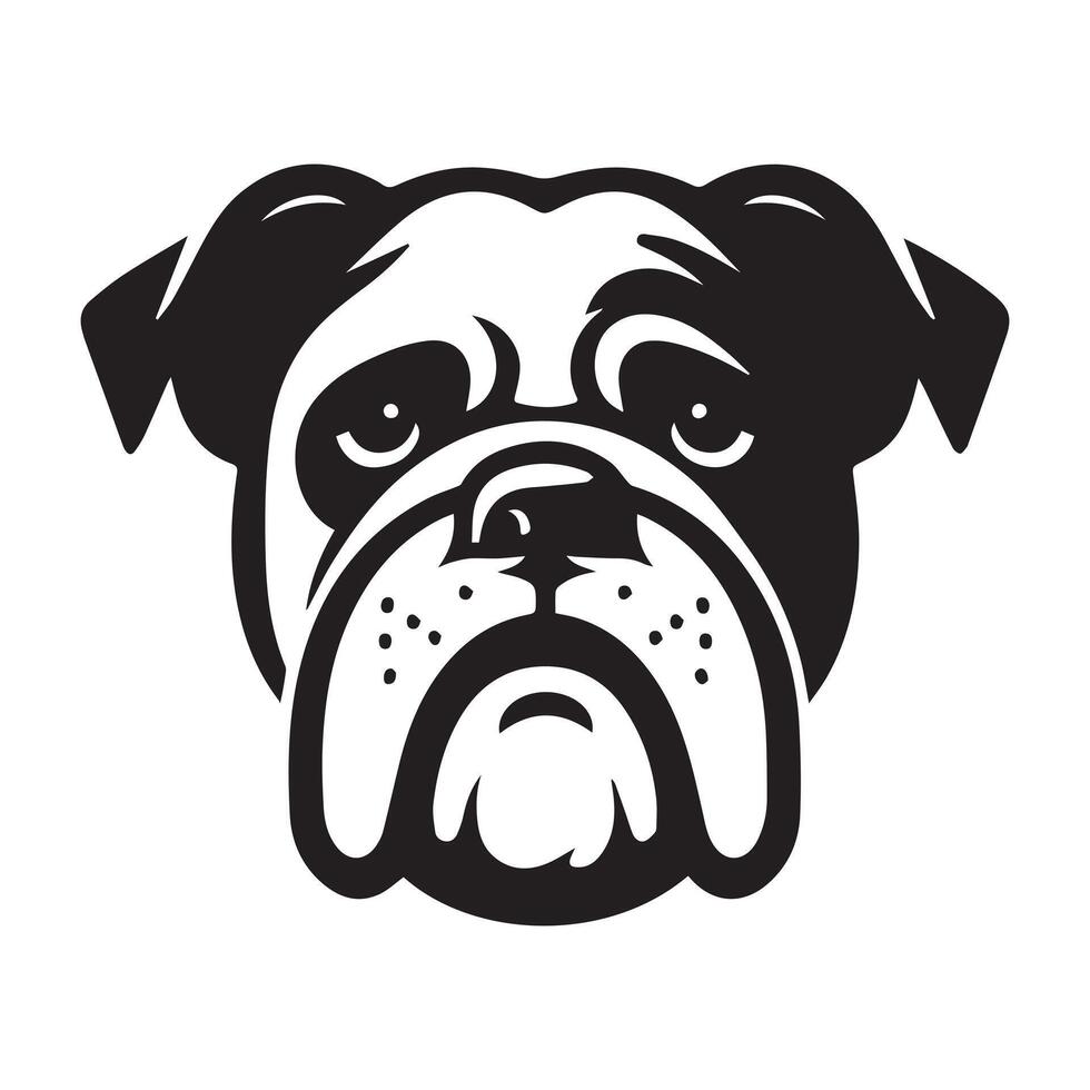 Dog silhouette - A Bored Bulldog face illustration on a white background vector