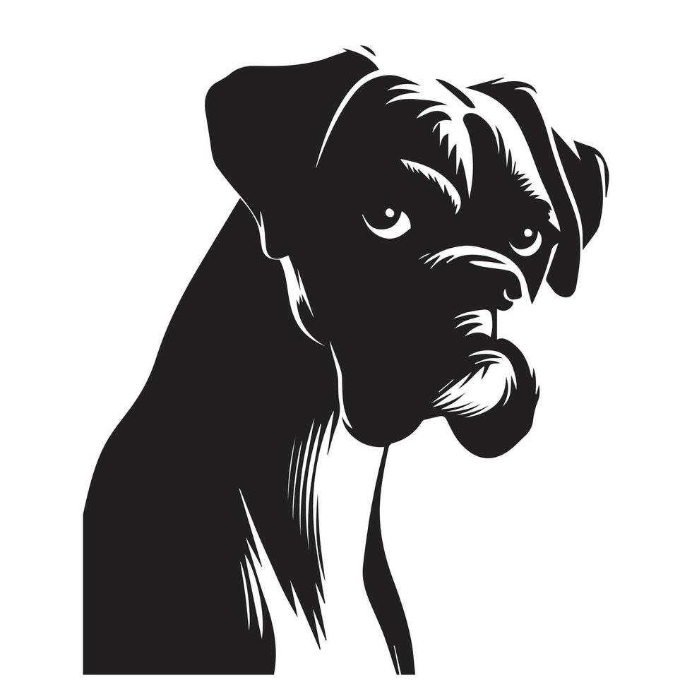 Boxer Dog - A Boxer Dog Suspicious face illustration in black and white vector