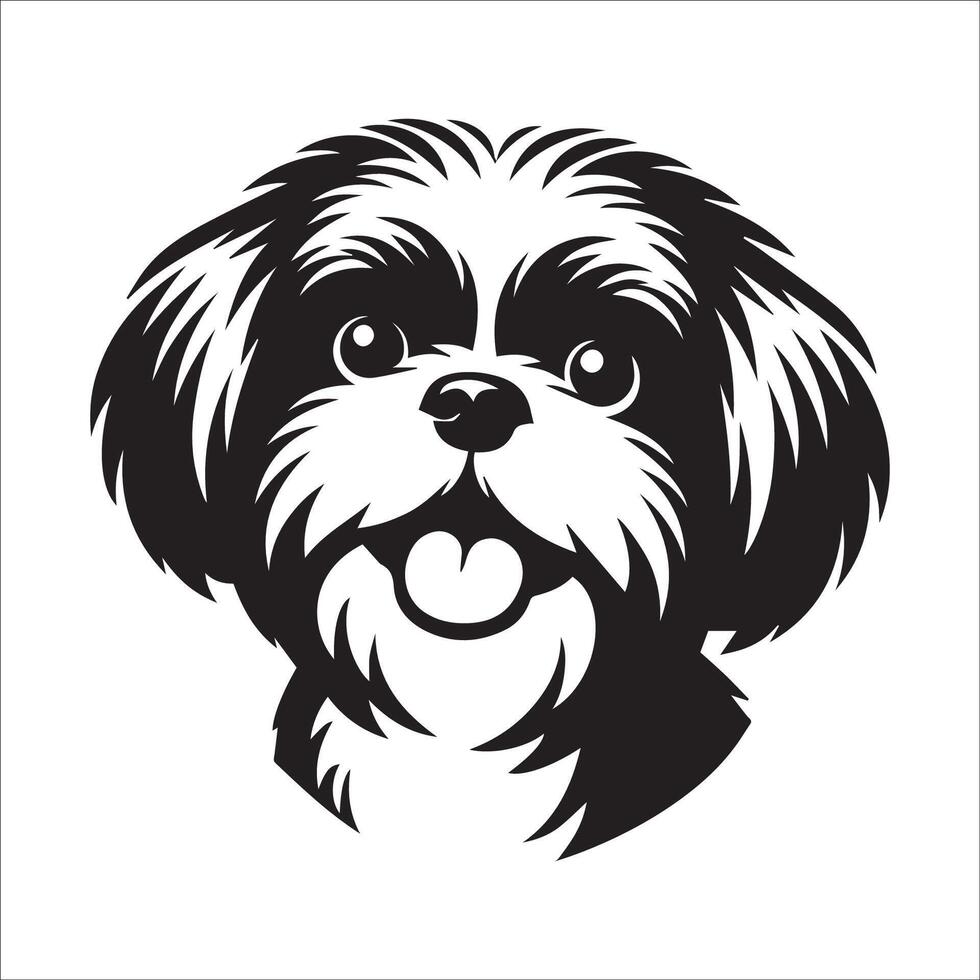 Dog Logo - A Shih Tzu Dog Happy face illustration in black and white vector