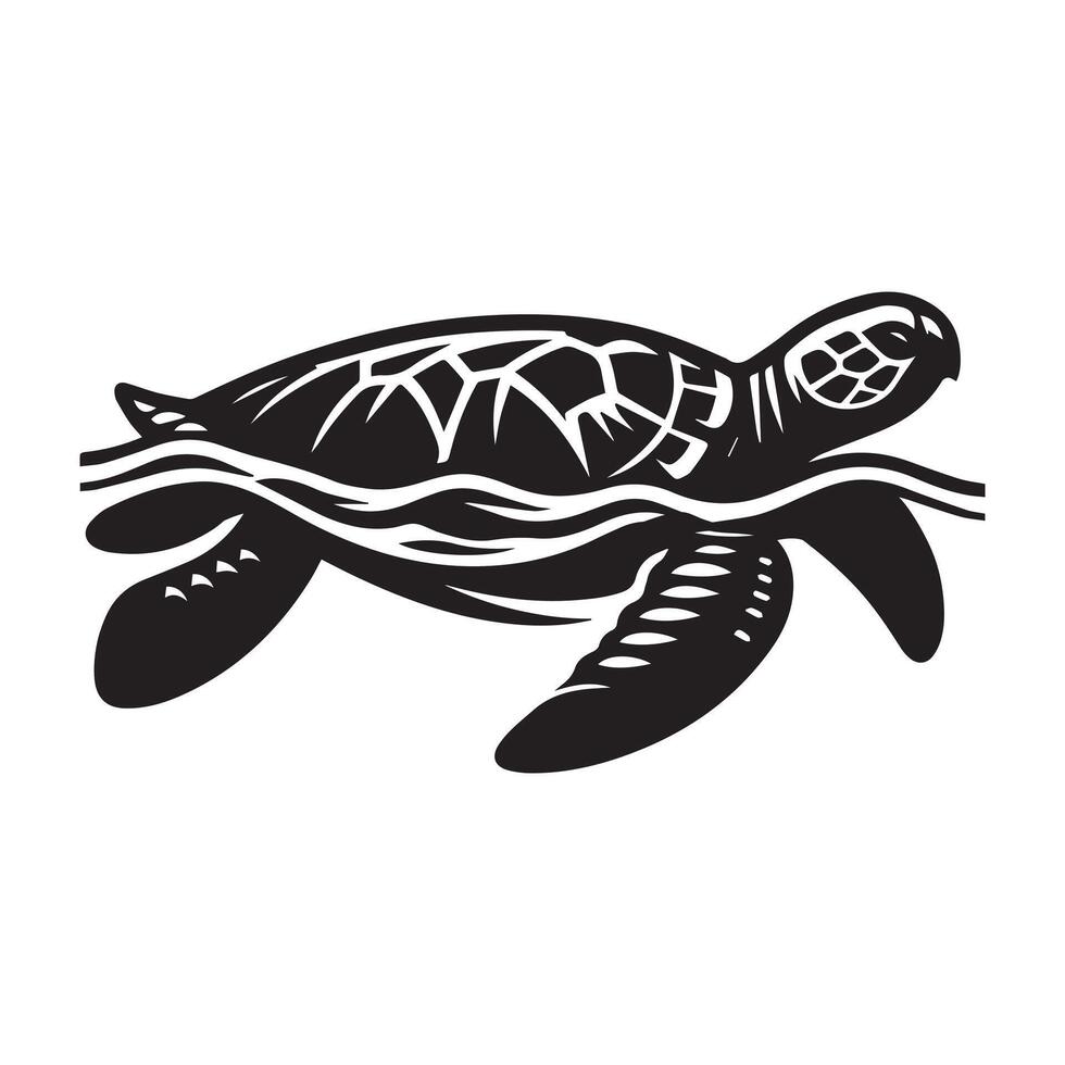A Turtle swimming in water outline Illustration vector