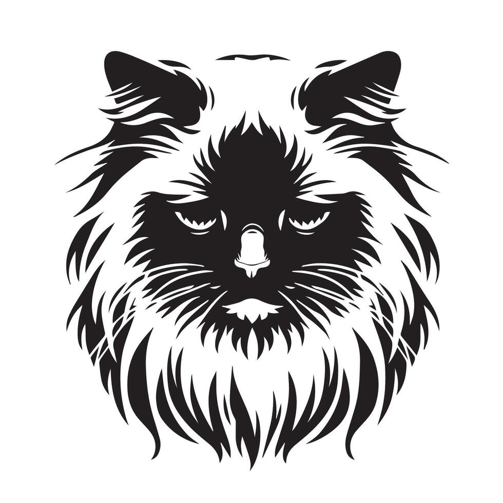 Ragdoll Cat - Sad Ragdoll cat illustration in black and white vector