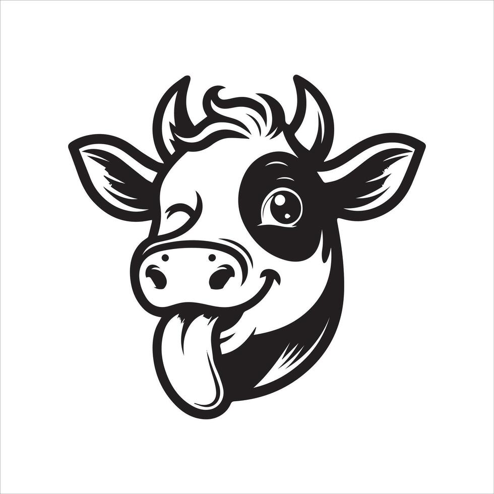 Bull Face Art - A teasing cow face illustration on a white background vector