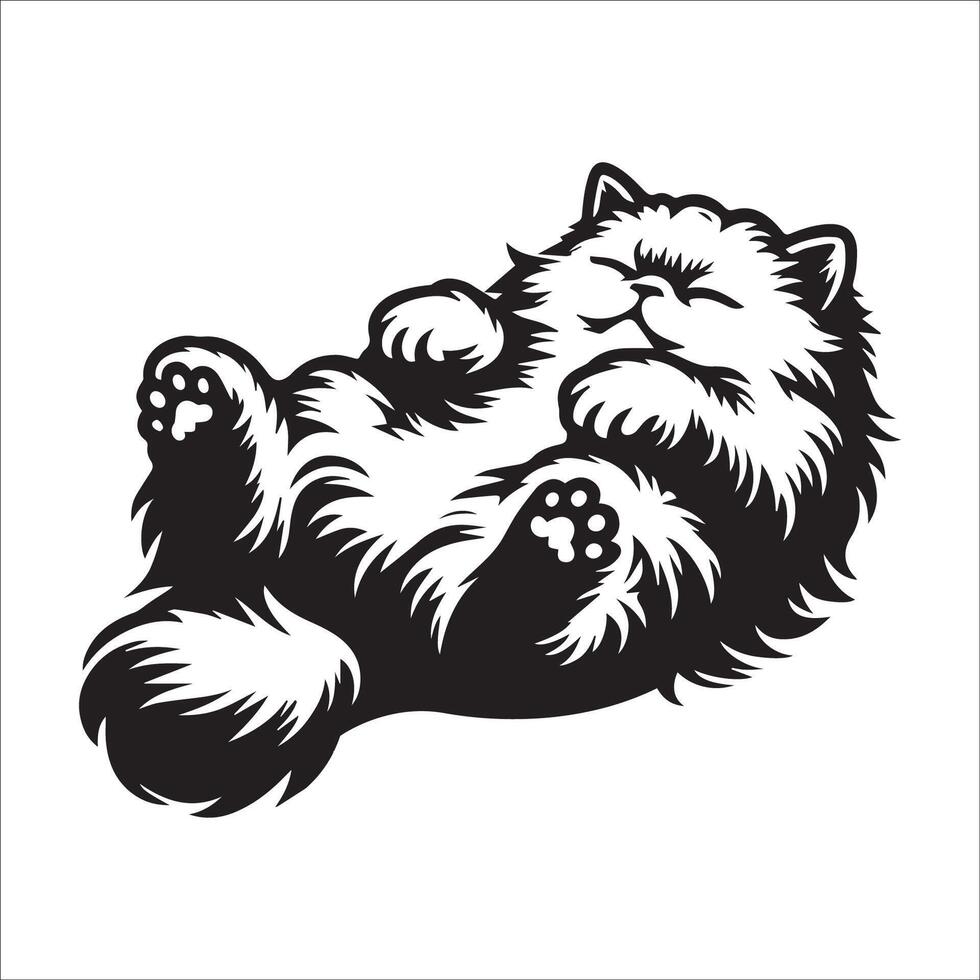 illustration of A fluffy Persian cat lying logo concept design vector