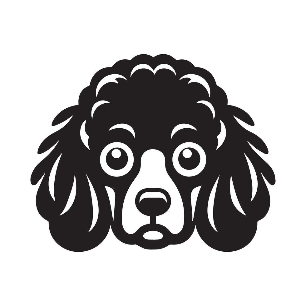 Poodle Dog - A Fearful Poodle Dog face illustration in black and white vector