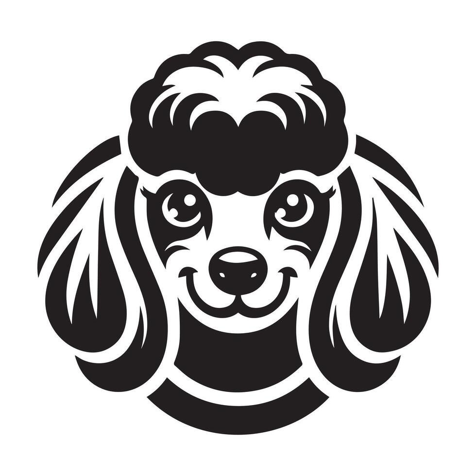 Poodle Dog - A Mischievous Poodle Dog face illustration in black and white vector