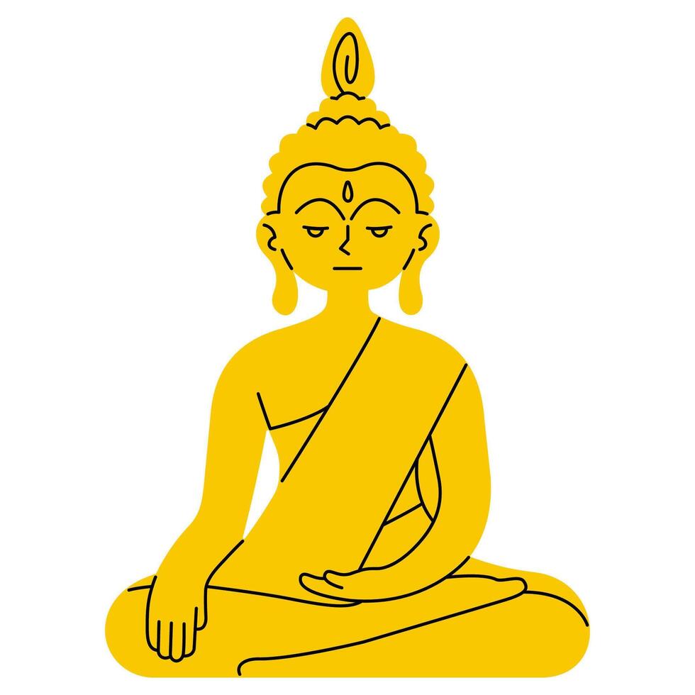 Buddha statue cute on a white background, illustration. vector
